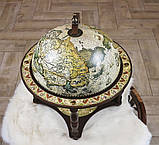 Глобус настільний бар на 4х ніжках Карта світу кремова сфера, 33 см, фото 3