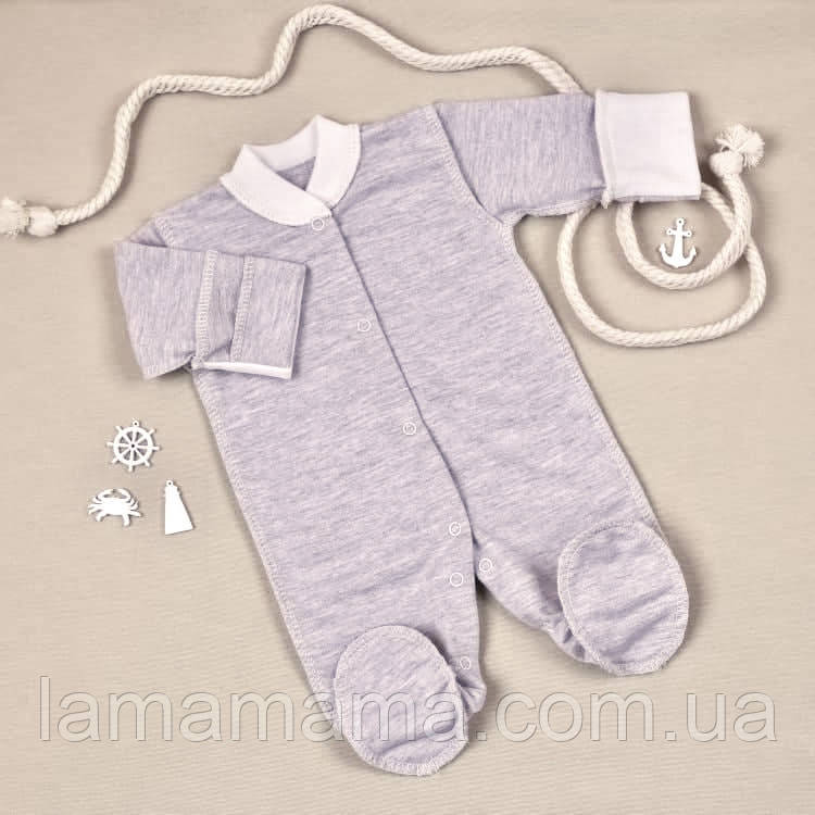 Чоловічок для передчасно народжених дітей Меланж Кавовий Футер двонитка BetiS, фото 1