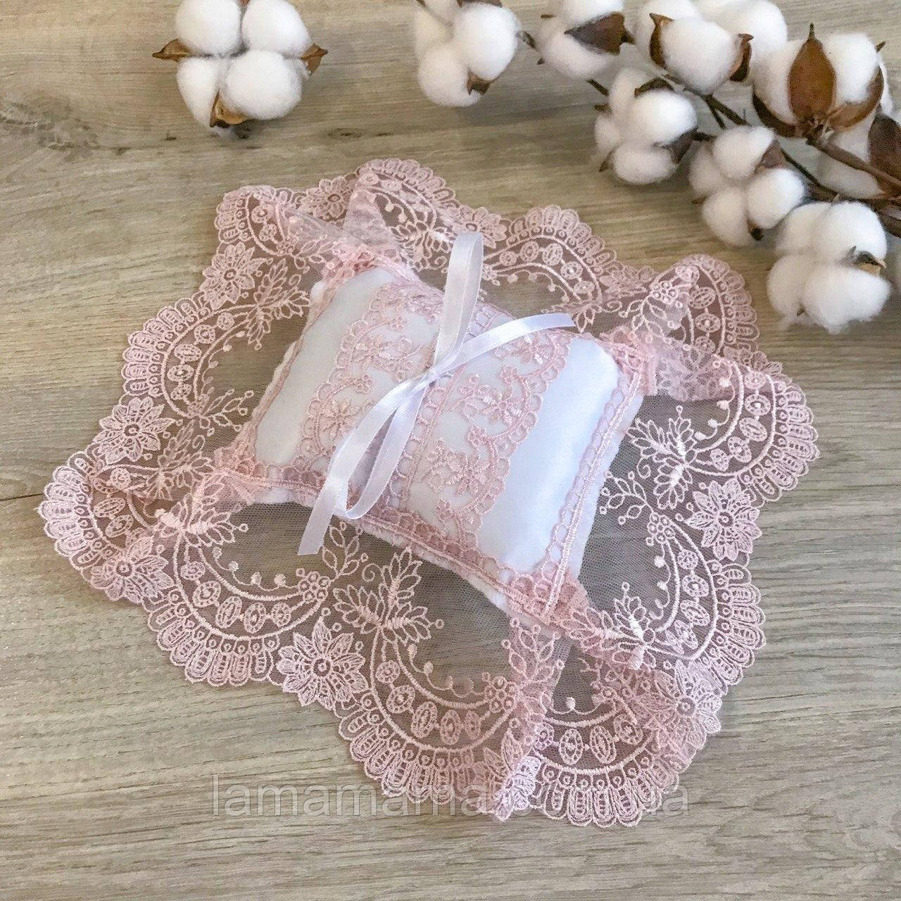 Подушечка для хрестика Світлинка Молочний/Пудра Атлас/Кулір BetiS, фото 1