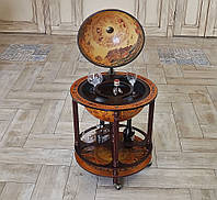 Глобус бар напольный деревянный на 4 ножках коричневый 420 мм