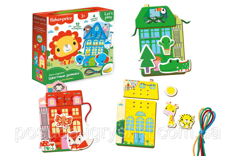 Гра-шнурівка "Fisher Price. Кольорові будиночки" VT5303-26 (укр), фото 1