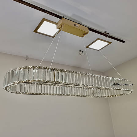 Бронзова 90 см довга скляна led люстра (918-VP116 BRZ (900)), фото 1