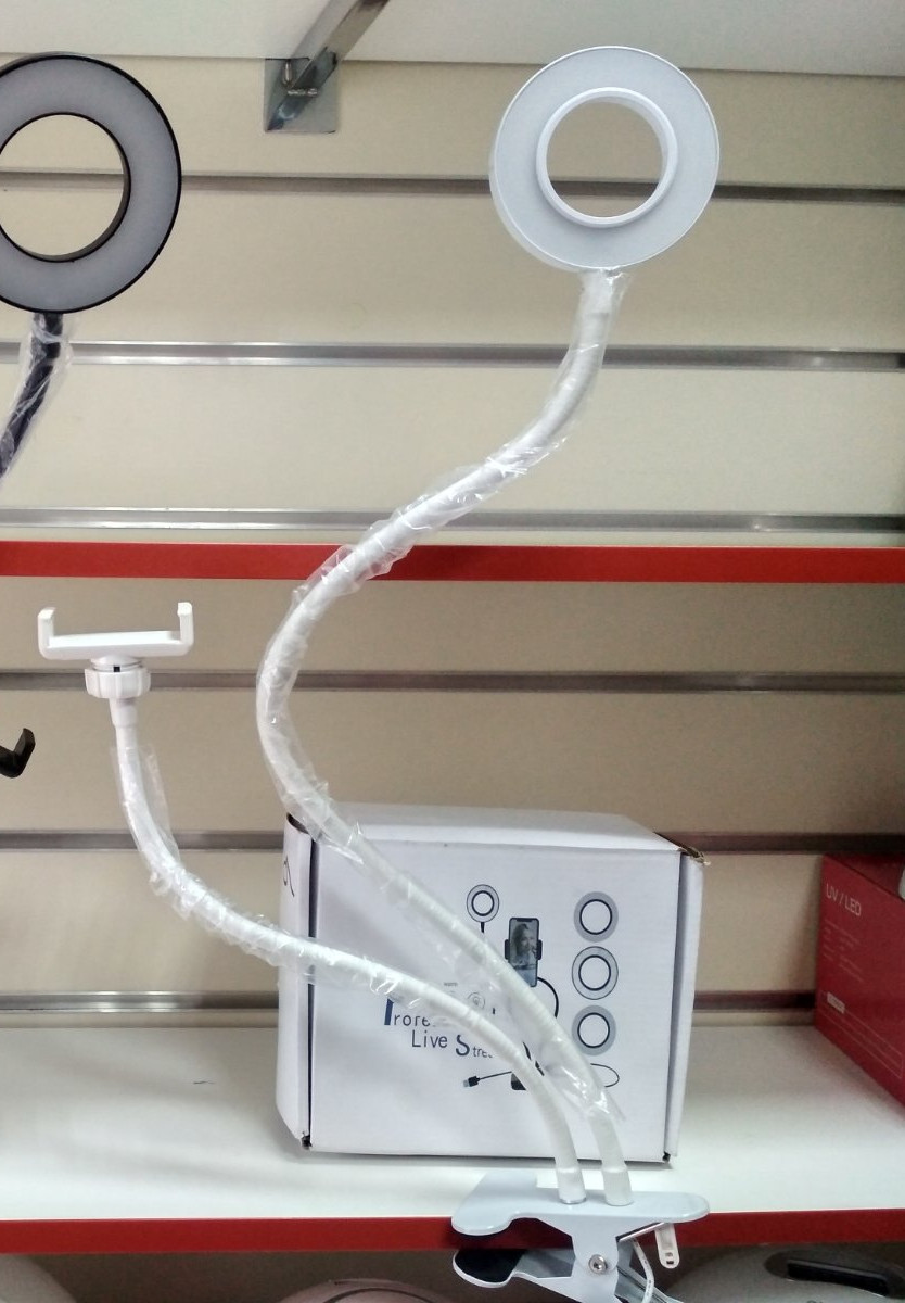 Кільцева лампа 10 см Led USB косметологічна на прищіпці селфі, візаж настільна RL-17