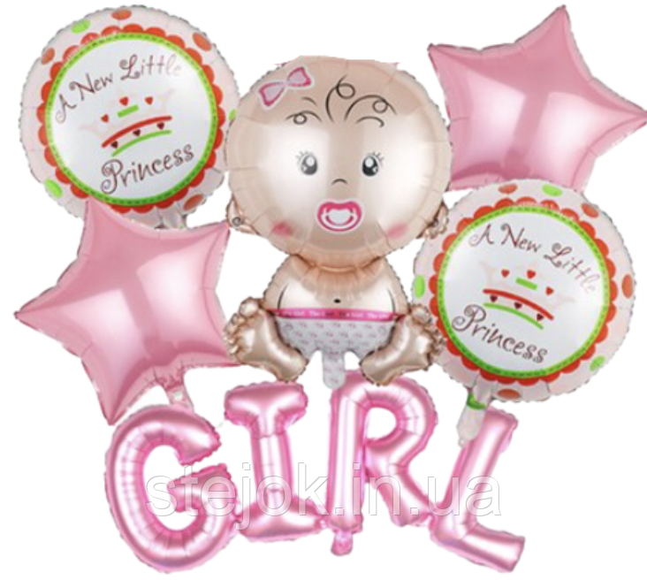Набір фольгованих куль GIRL, рожевий