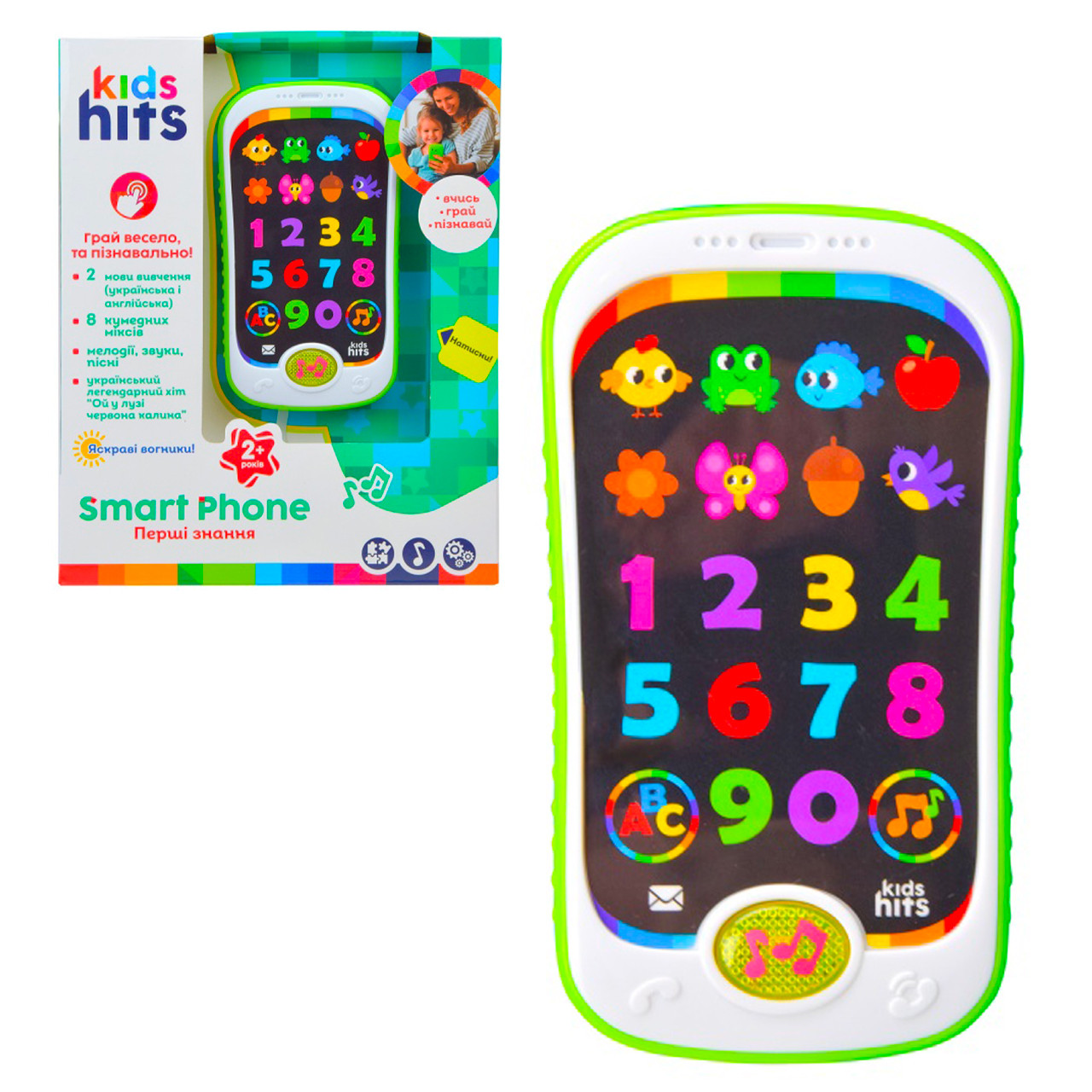 Дитячий розвиваючий телефон Перші знання Kids Hits Smart Phone, укр англ., KH03/002