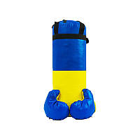 Детский большой боксерський набор "Ukraine" Strateg, с парой перчаток, от 5 лет, высота 55 см., желто-синий