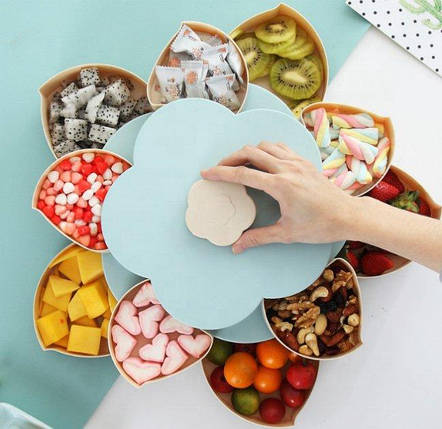 Обертова складна двоярусна цукерниця SUNROZ Flower Candy Box для цукерок і фруктів Фруктовниця, фото 1