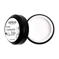 ГЕЛЬ-ФАРБА БЕЗ ЛИПКОГО ШАРУ KOMILFO NO WIPE GEL PAINT WHITE 002 (БІЛА), 5 МЛ