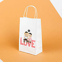 Крафт Пакет подарочный 150*90*240 маленький Пакетик с романтичным рисунком Бумажный пакет для одежды