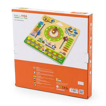 Дерев' яний календар Viga Toys з годинником, англійською мовою (44538), фото 3