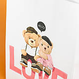 Подарунковий Пакет Серця 320*150*380 великий Пакет з любов'ю "Закохані ведмедики", фото 3