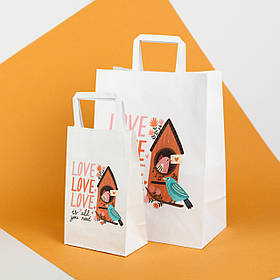 Крафт пакет яскравих кольорів 260*150*350 Подарунковий Пакет з Любов'ю під подарунок дівчині
