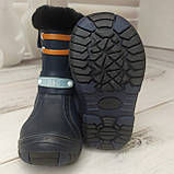 Дитячі зимові шкіряні черевики чоботи на хутрі для хлопчика B&G синій розміри 23 26, фото 4
