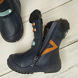Дитячі зимові шкіряні черевики чоботи на хутрі для хлопчика B&G синій розміри 23 26, фото 5