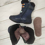 Дитячі зимові шкіряні черевики чоботи на хутрі для хлопчика B&G синій розміри 23 26, фото 6
