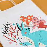 Подарунковий Пакет з любов'ю 150*90*240 маленький Пакет Серця подарунковий з дном "Кролик", фото 4