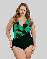 ОПТ Цельный женский купальник на большую грудь Z.Five 85389 черный/зеленый 42-50 на 46 48 50 размер