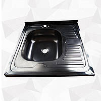 Высококачественная кухонная мойка накладная 60х60см левая квадратная раковина на кухню из нержавейки (vi-5292)