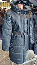 Куртка весняна подовжена з еко-шкіри куртка еко кожа весна осінь тепла зима