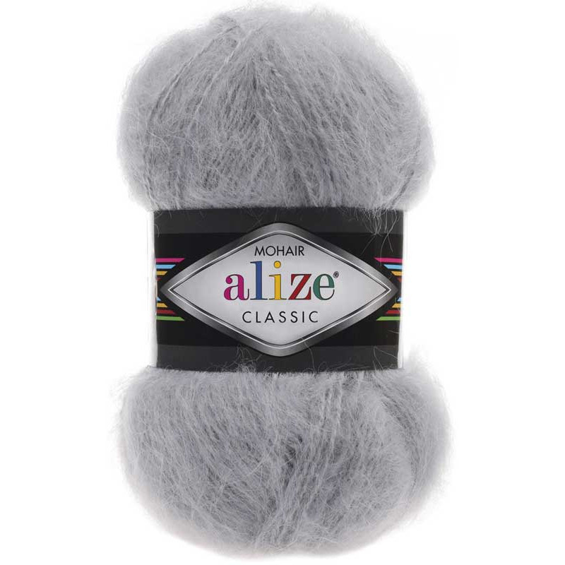 Пряжа (нитки) Мохер классик (mohair classic) 21 серый Alize 18CA0 ...