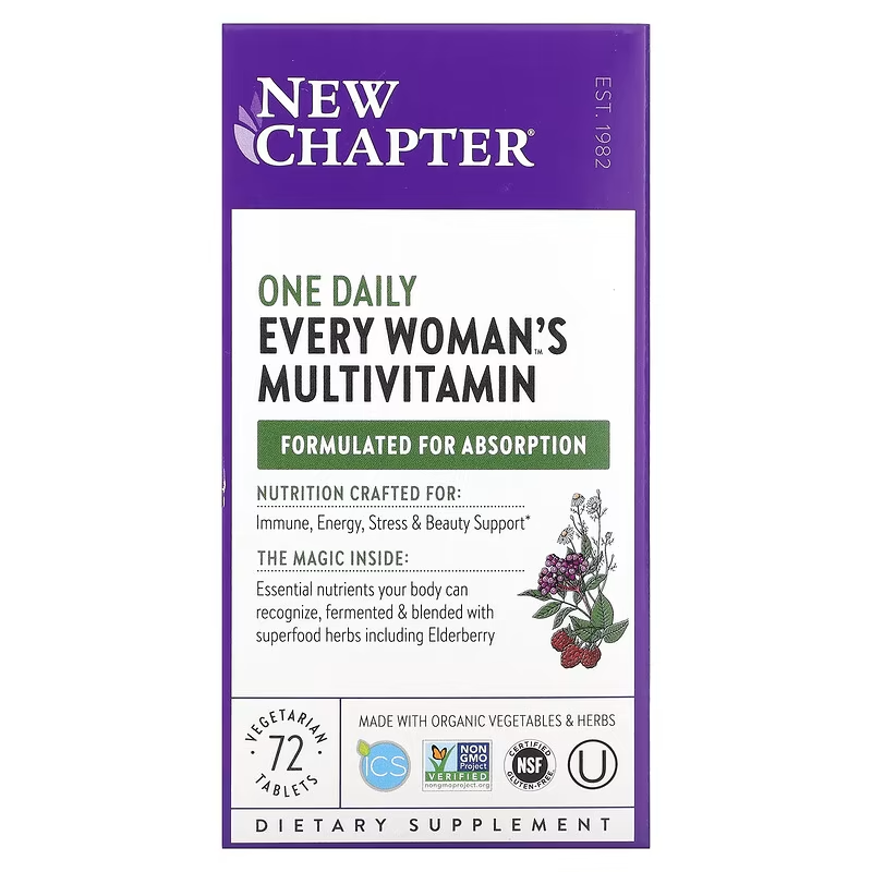 Мультивітаміни для жінок, 72 вегетаріанських таблетки, New Chapter, Every Woman