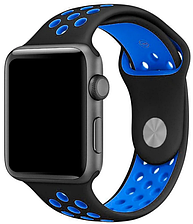 Ремінець Apple Watch 38/40 mm Nike Sport Band Black/Blue (size S)