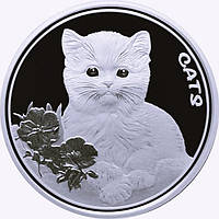 Фиджи 50 центов 2022 г. Вторая монета в серии - кошки (серебро 999 пробы , 1 унция)