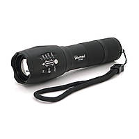 DR Фонарь ручной Watton WT-023, 1LED Cree T6, 3W, 5 режимов, ZOOM, 18650/2800mah (переходник3*AAA), Black,