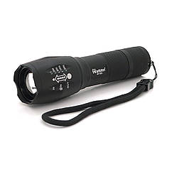 DR-ліхтар ручний Watton WT-023, 1LED Cree T6, 3W, 5 режимів, ZOOM, 18650/2800mah (перехідник3*AAA), Black,