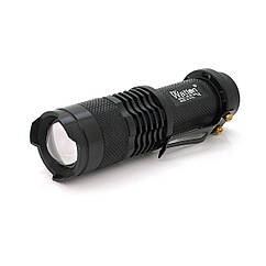 DR-ліхтар ручний Watton WT-304, 1LED CREE Q5, 3 W, 3 режими + Zoom, АА/1300mah, Black, IP40, СЗП, 92х26х26мм, BOX