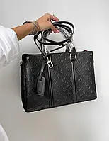 Сумка женская Louis Vuitton LV Monogram Black шопер черный кожа деловая большая стильная красивая