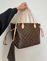 Сумка женская Louis Vuitton LV Neverfull Brown шопер коричневый кожаная деловая большая стильная красивая