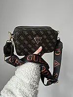 Сумка Guess Crossbody Brown сумочка гесс клатч коричневий шкіряний міні сумочка на плече модна крос-боді