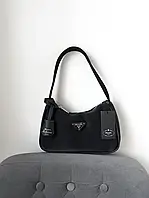 Сумка Prada Mini Black женская черный клатч через плечо прада модная кожаная стильная сумочка