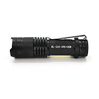 DR Фонарик ручной Bailong BL-525-XPE-COB, Led-CREE Q5 + COB, 3 режима, Zoom, корпус- алюминий, водостойкий,