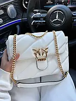 Сумка Pinko Puff White Gold женская пинко белый клатч кожаный мини сумочка на плечо модная