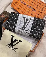 Кошелек женский LV брендовый модный портмоне стильный яркий красивый кожаный черный с белым