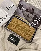 Кошелек женский Dior диор брендовый модный портмоне стильный яркий красивый бежевый