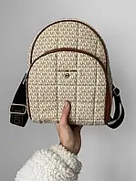 Рюкзак MK Backpack жіночий брендовий міський шкіряний стильний бежевий молодіжний