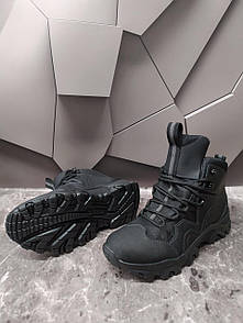 Тактичні зимові черевики на хутрі шкіра чорні