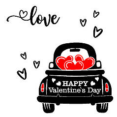 Наліпка на коробку-сюрприз — Машина із серцями