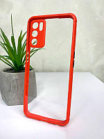 Протиударний чохол бампер для Oppo A16 червоний прозорий захист камери