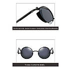 Вінтажні стимпанки сонцезахисні окуляри Ретро Панк авіатор. Чорні, фото 5