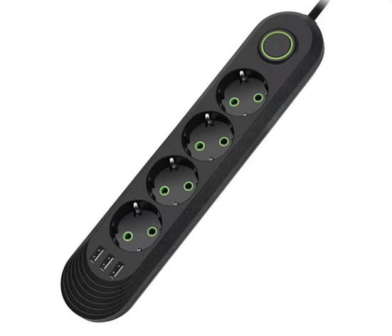Мережевий фільтр живлення Donglixia F04U 4 розетки 3 USB подовжувач 4 метра, фото 1