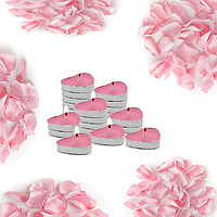 Комплект Свечи чайные розовые Сердце 50 шт и лепестки Роз PZ001