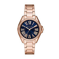 Часы Michael Kors Kaycie Pave Rose Gold-Tone MK6930 (розовое золото синий циферблат камешки)