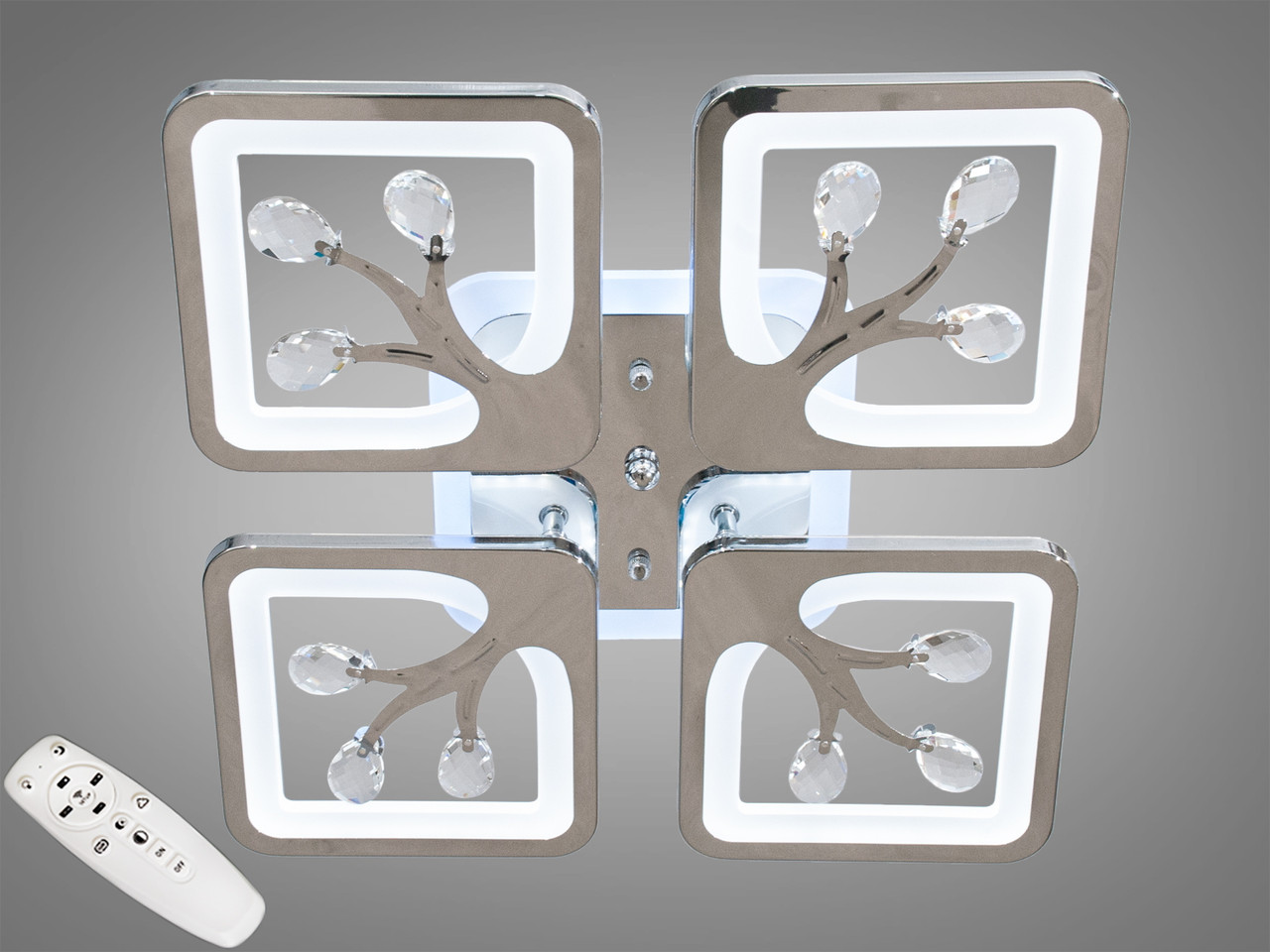 Сучасна світлодіодна LED люстра з пультом до 15 м² 70W S8157/4HR LED 3color dimmer, фото 1