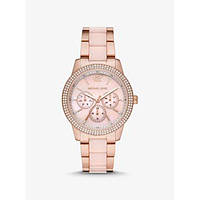 Часы Michael Kors Oversized Tibby Pave Rose Gold-Tone Blush Acetate MK6928 (розовое золото камни)