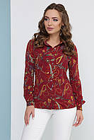 Бордовая блузка-рубашка с принтом размер 42-44