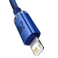 Кабель Baseus Crystal Shine Series Fast Charging 20W 2.4A USB to Lightning 1.2m for Iphone Blue, фото 2